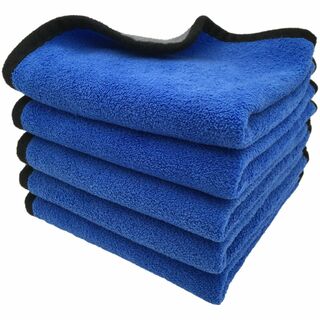 洗車タオル マイクロファイバー クロス 5枚セット ブルー 拭き取 掃除 家事 (洗車・リペア用品)
