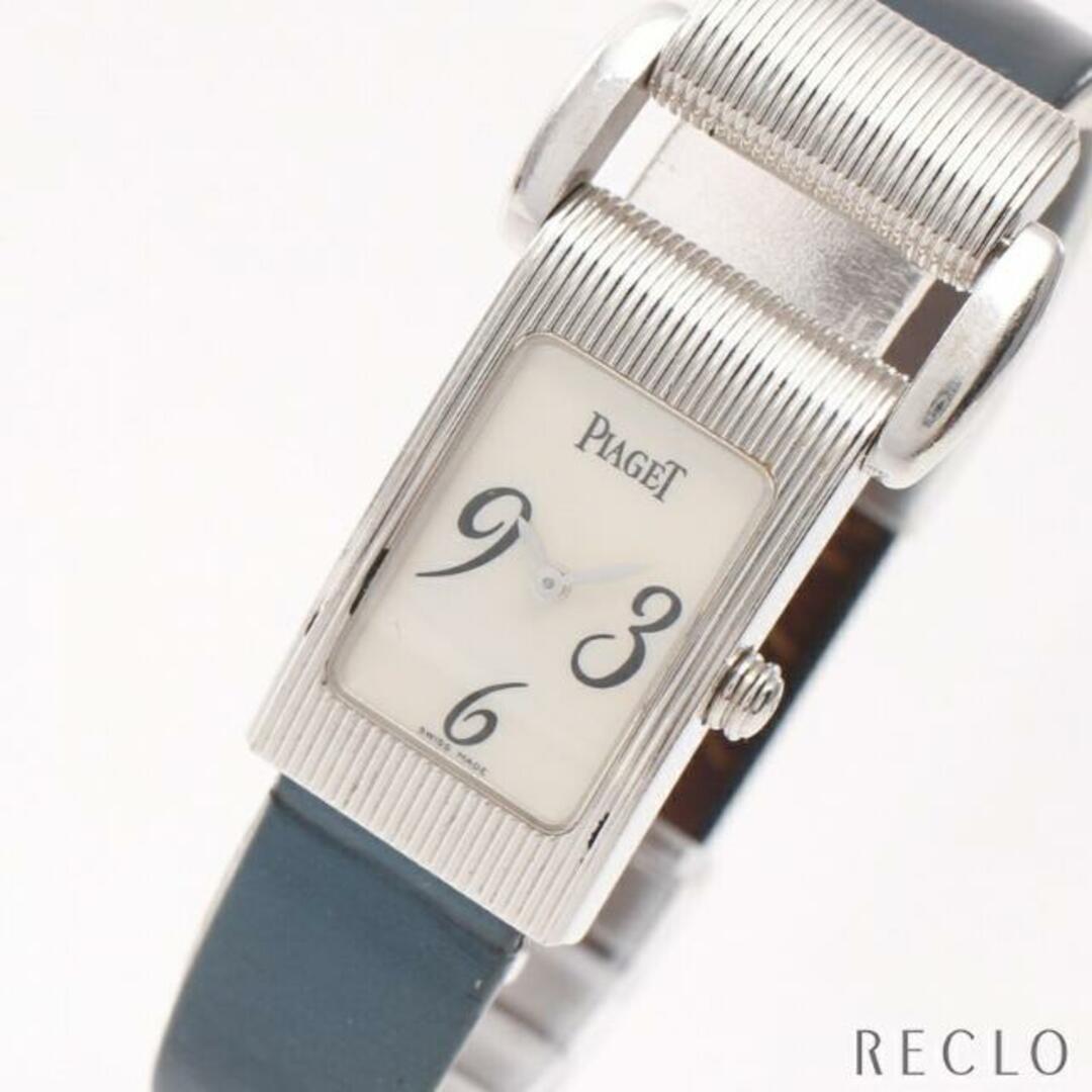ミスプロトコール レディース 腕時計 クオーツ K18WG レザー ホワイトゴールド ブルーグリーン ホワイトシェル文字盤