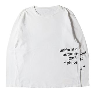 UNIFORM EXPERIMENT ユニフォームエクスペリメント Tシャツ サイズ:2 荒木経惟 コラボ フラワーフォト クルーネック 長袖 Tシャツ ARAKI POLAROID L/S TEE 19AW ネイビー 紺 トップス カットソー ロンT ブランド【メンズ】【美品】