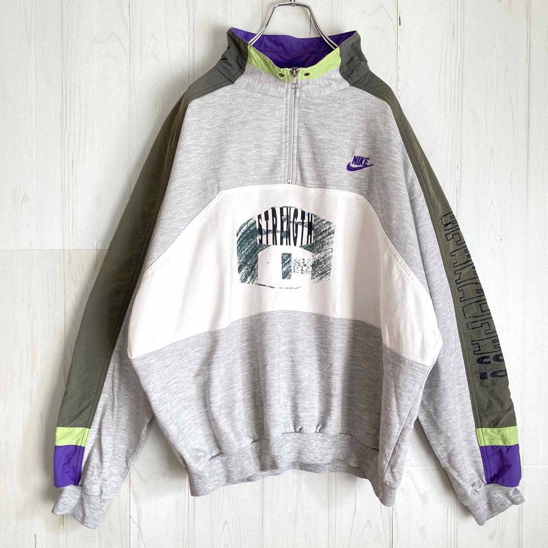 『入手困難』NIKE ハーフジップ　スウェット　90s 銀タグ　グレー　【L】