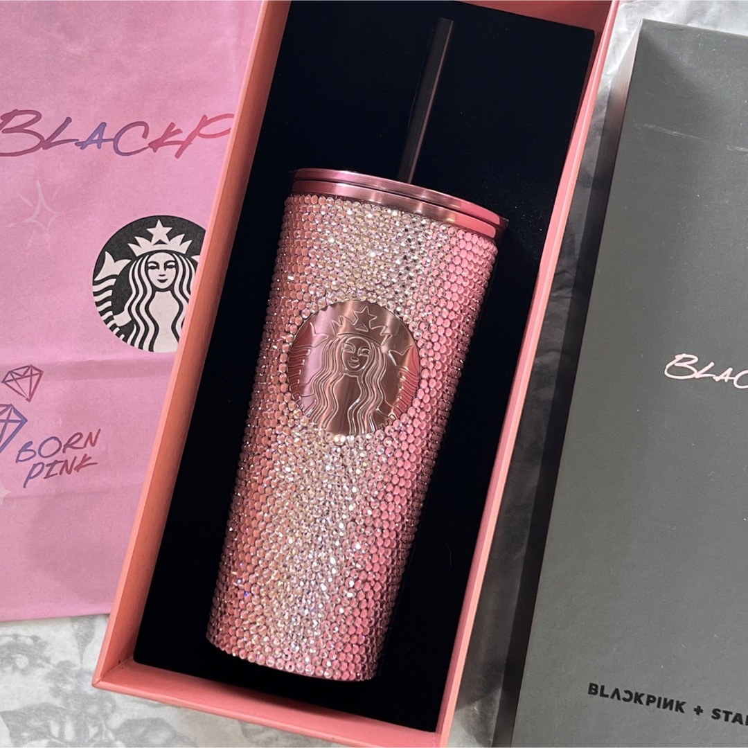 スターバックス　blackpink  ラインストーン　タンブラー　ショッパー付き