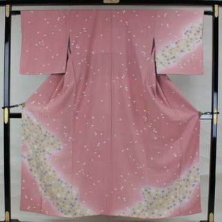 AB5823　訪問着　154㎝　サンゴ色系桜花びら柄(着物)