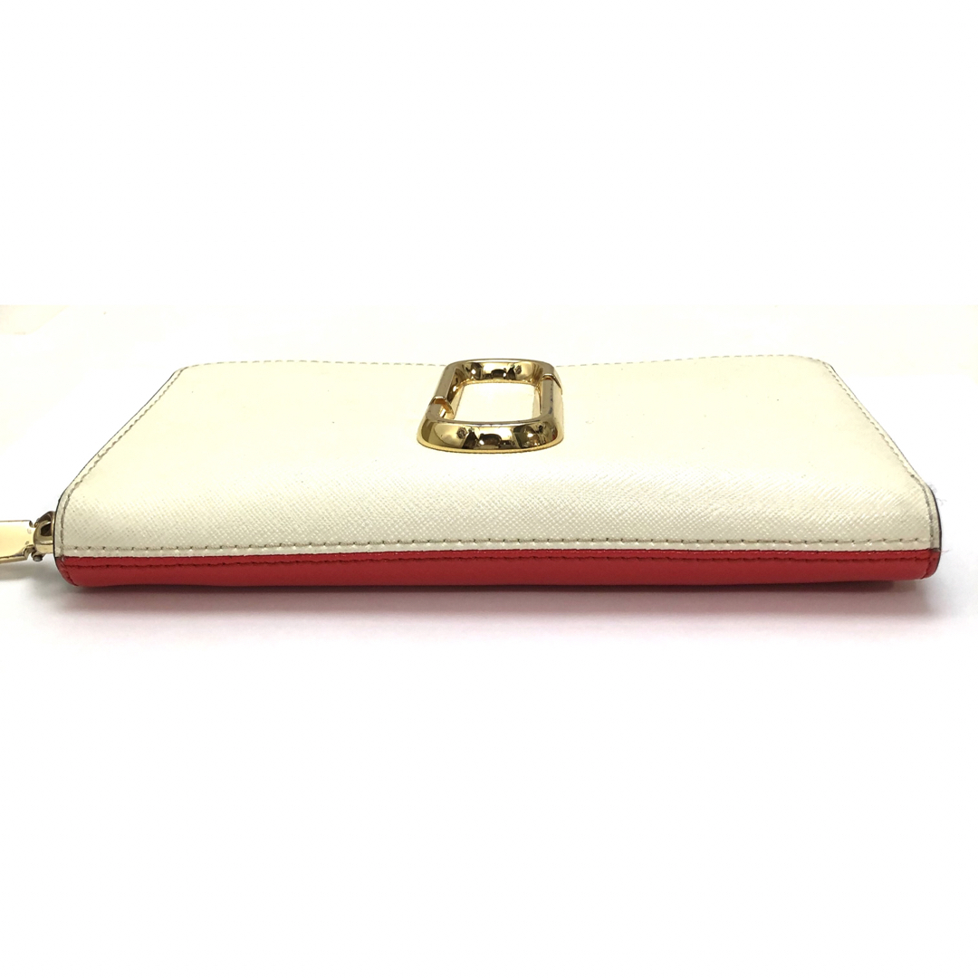 ファッション小物マークジェイコブス　白　赤　ラウンドファスナー　財布　18670932