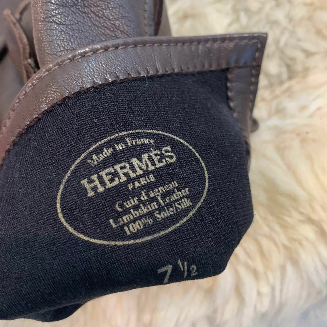 Hermes(エルメス)の☆超美品☆HERMES セリエ レザーグローブ ラムスキン ダークブラウン メンズのファッション小物(手袋)の商品写真