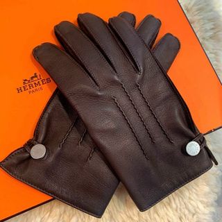 HERMES　セリエ　レザーグローブ　手袋　サイズ6 1/2 　オレンジ