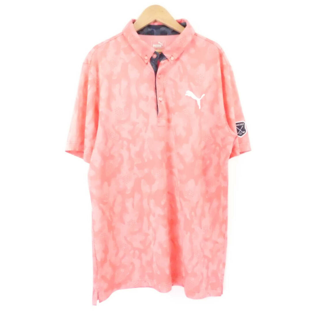 美品 PUMA プーマ ゴルフシャツ 1点 ピンク XXL ポリエステル100％ ポロシャツ スポーツ 半袖 メンズ AY4291A76