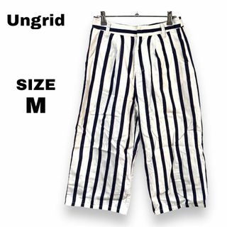 アングリッド(Ungrid)のUngrid アングリッド カジュアルパンツ ストライプ 綿麻混合 ワイド(カジュアルパンツ)