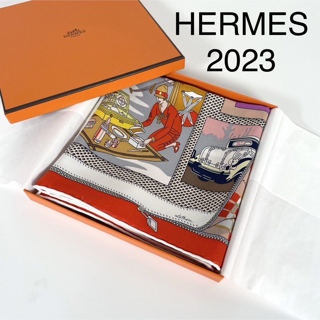 新品 HERMES カレ 70 スカーフ 自動車の快適 箱付き