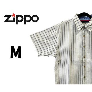 ジッポー(ZIPPO)のジッポー　ストライプ半袖シャツ　ホワイト　Ｍ　K00295(シャツ)