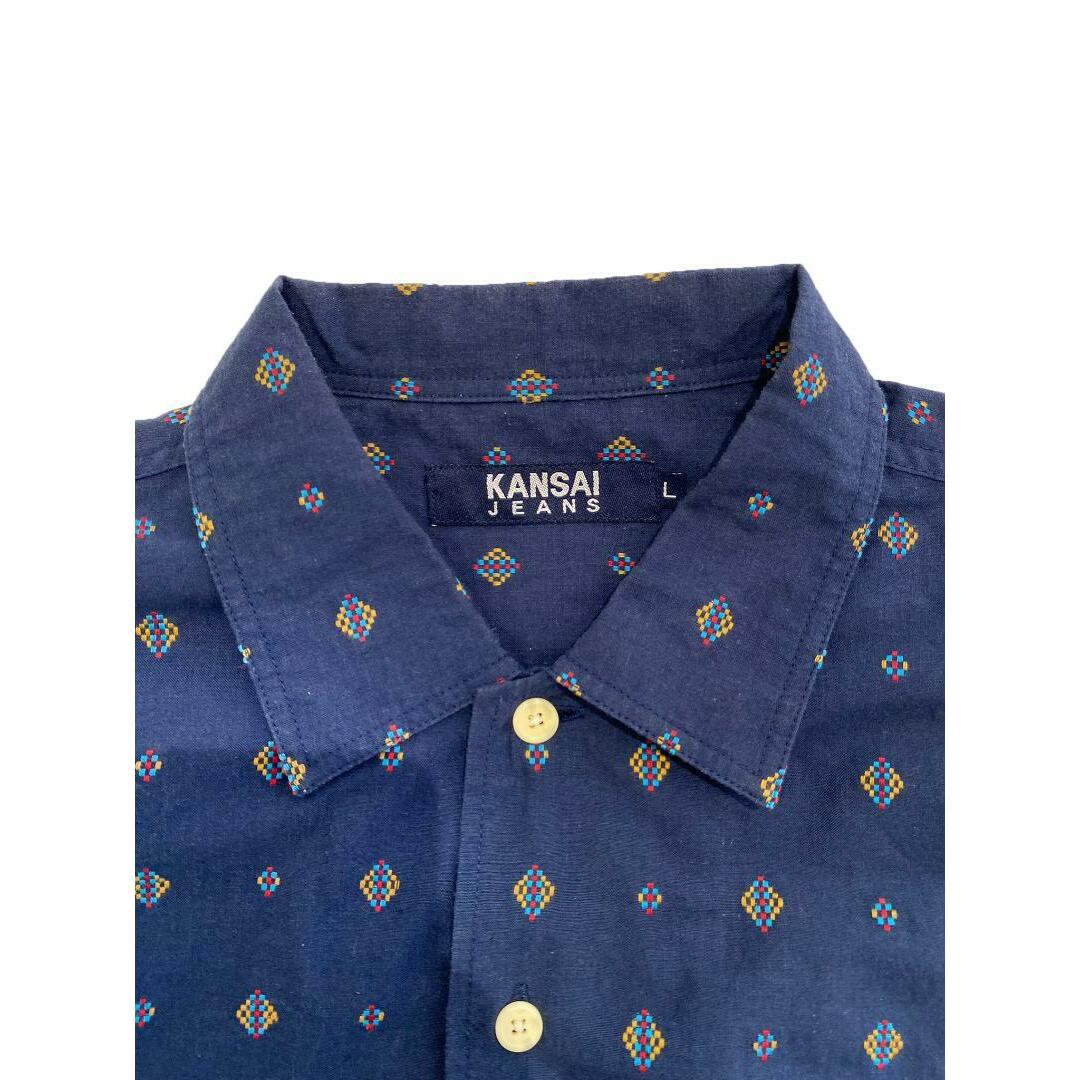 カンサイジーンズ　半袖　柄シャツ　ブルー　Ｌ　K00294 メンズのトップス(シャツ)の商品写真