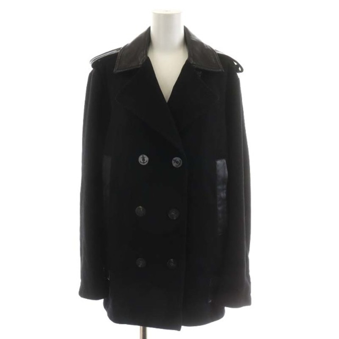 DIESEL - ディーゼル チェスターコート ミドル丈 レザー 切替 カシミヤ
