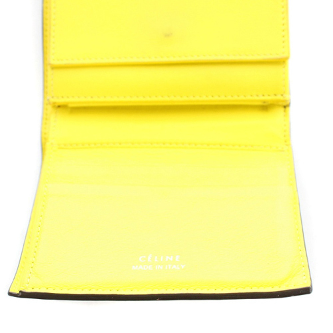 セリーヌ フィービー期 三つ折り財布 ロゴ 黒 黄色 - 財布
