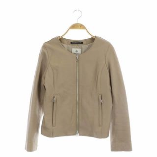 【美品】ナノユニバース レザー ジャケット ノーカラー  36 ベージュ