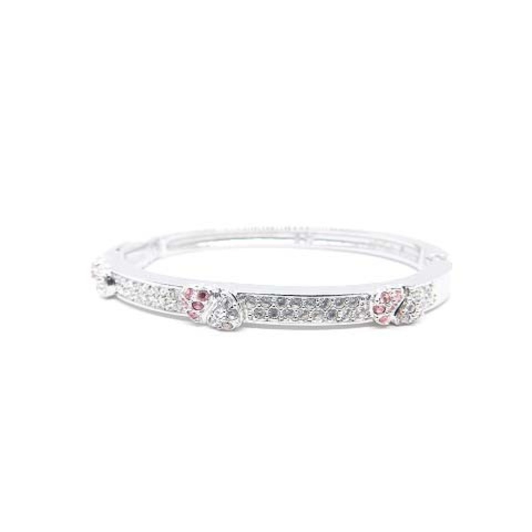 SWAROVSKI(スワロフスキー)のスワロフスキー バングル ストーン ハート シルバー色 ピンク /MF ■OS レディースのアクセサリー(ブレスレット/バングル)の商品写真