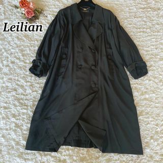 leilian - 超高級 シルク100% レリアン ブラック ダブル トレンチ
