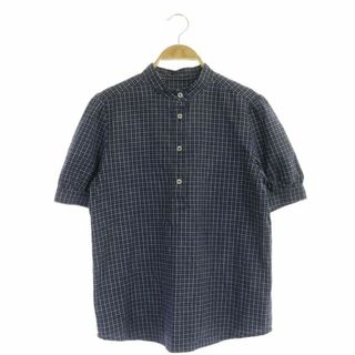 アーペーセー(A.P.C)のアーペーセー チェック ブラウス プルオーバー 半袖 36 紺 白 /DF(シャツ/ブラウス(半袖/袖なし))