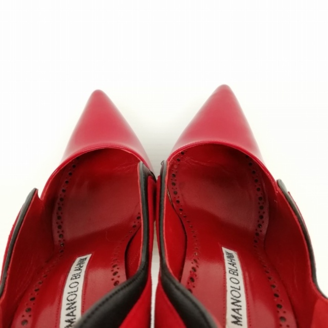 MANOLO BLAHNIK(マノロブラニク)のHAMAKI パテント スウェード パンプス ポインテッドトゥ 34 レッド レディースの靴/シューズ(ハイヒール/パンプス)の商品写真