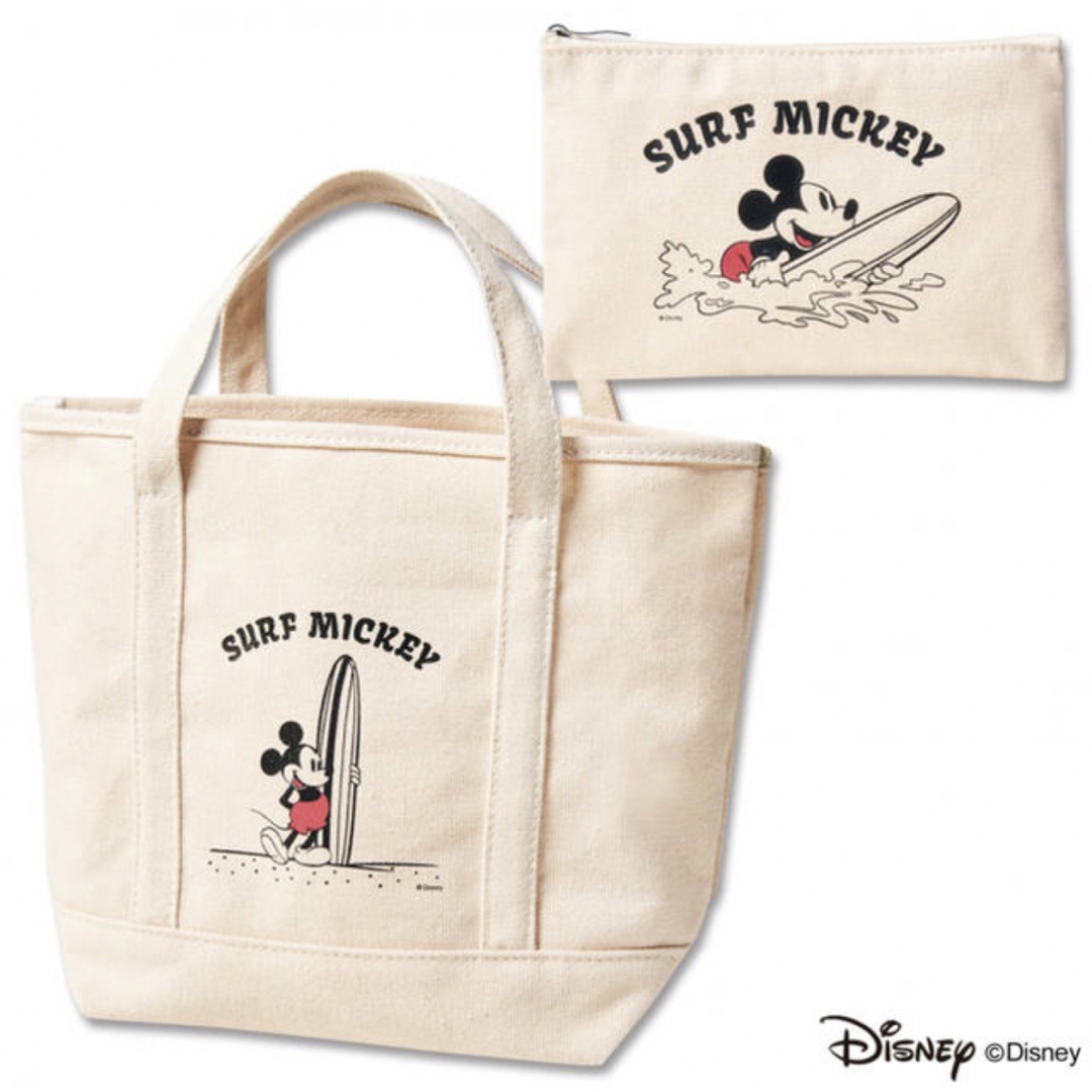 ミッキーマウス(ミッキーマウス)のmini ミニ 2019年 9月号付録 サーフミッキー トート&ポーチ2個セット レディースのバッグ(トートバッグ)の商品写真