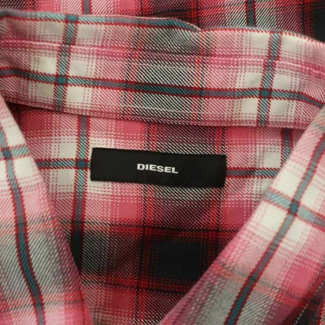 DIESEL(ディーゼル)のディーゼル DIESEL シャツ 半袖 チェック コットン L 赤 レッド メンズのトップス(シャツ)の商品写真