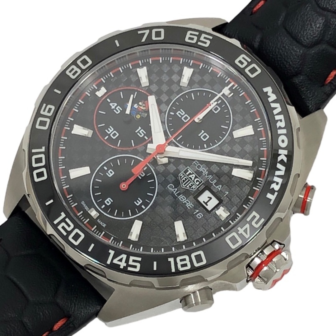 タグ・ホイヤー TAG HEUER フォーミュラ1 マリオカートコラボモデル CAZ20101E ブラック文字盤 SS/レザーベルト 自動巻き メンズ 腕時計