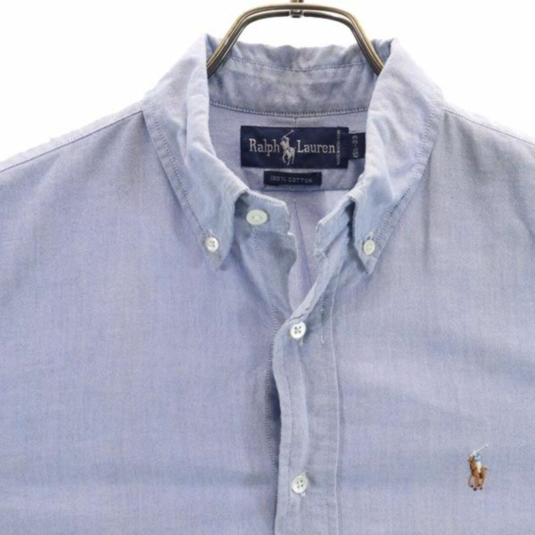 ラルフローレン 90s オールド 長袖 ボタンダウンシャツ 151/2 ブルー系 RALPH LAUREN ロゴ メンズ 【中古】 【230915】