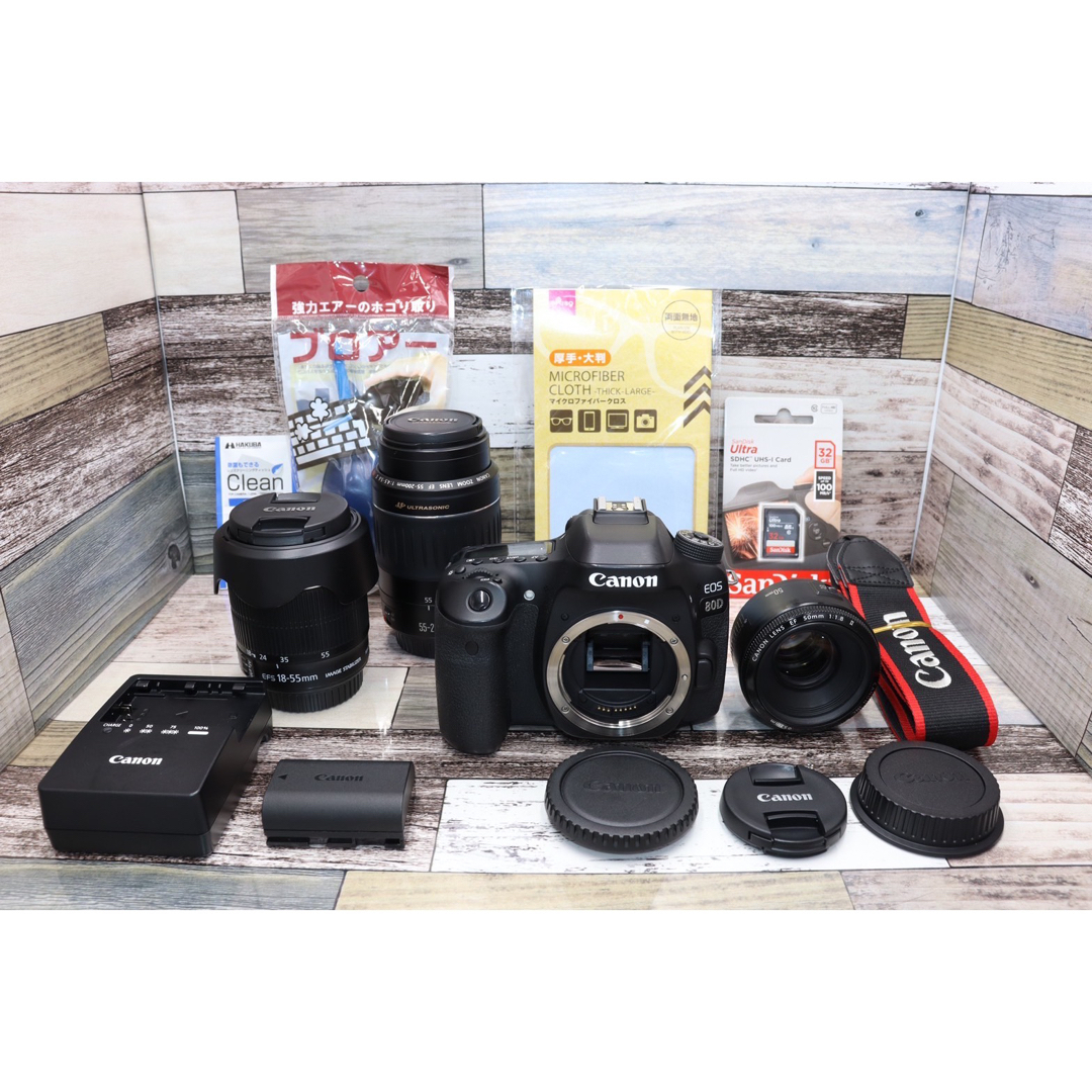 Canon - ⭐️レンズ3本⭐️Wi-Fi転送◎⭐️キャノン EOS 80D⭐️の通販