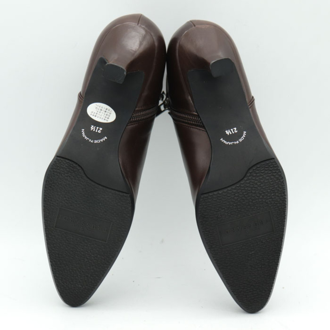 トラサルディ ショートブーツ 未使用 ポインテッドトゥ ブーティ ブランド シューズ 靴 レディース 21.5cmサイズ ブラウン TRUSSARDI約7cmヒール高