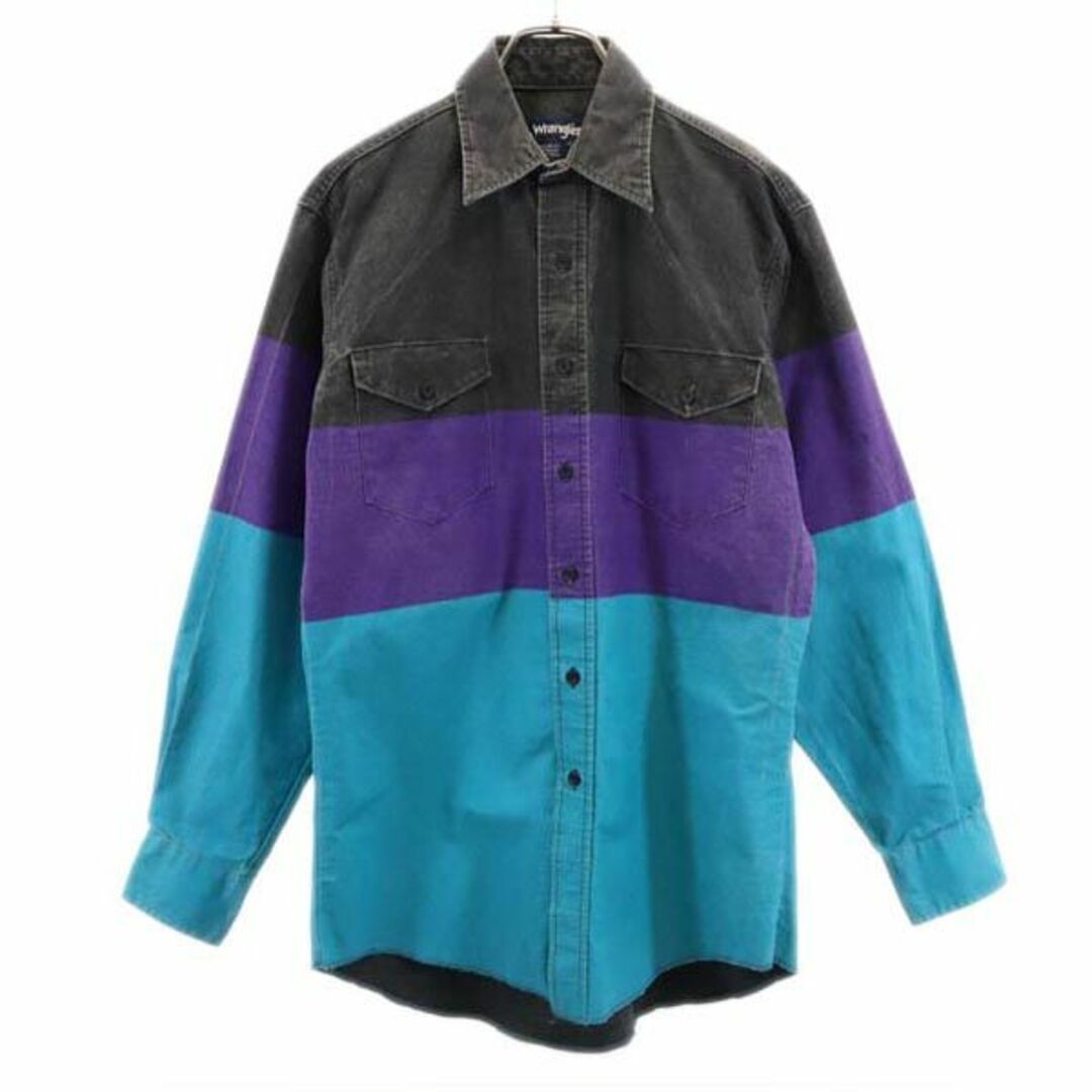 Wrangler(ラングラー)のラングラー 90s オールド ボーダー柄 長袖 デニムシャツ XL Wrangler メンズ 【中古】  【230915】 メンズのトップス(シャツ)の商品写真