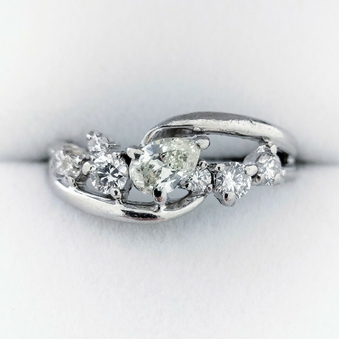 ペアシェイプカット ダイヤモンド リング Pt900 0.426ct 4.2g レディースのアクセサリー(リング(指輪))の商品写真