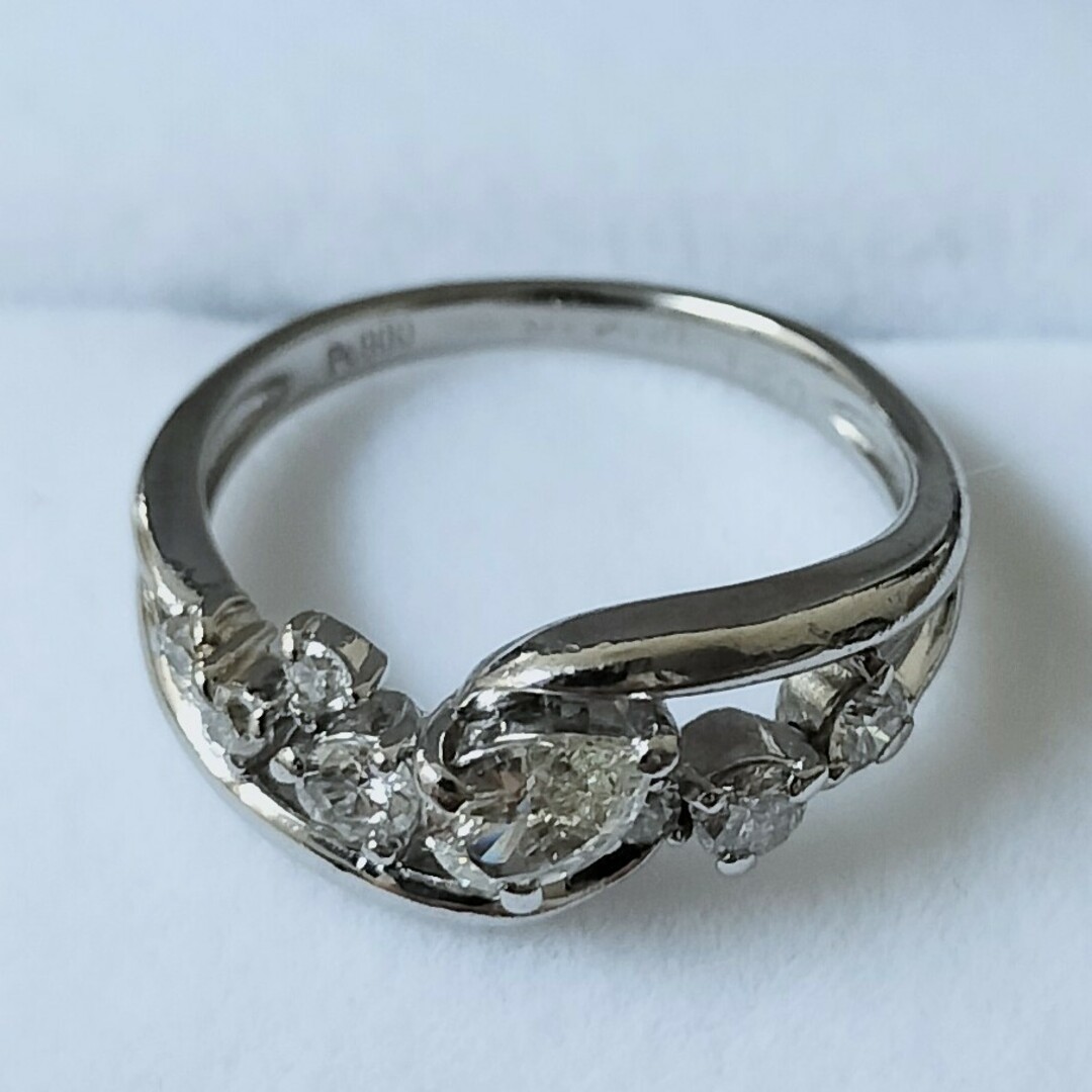 ペアシェイプカット ダイヤモンド リング Pt900 0.426ct 4.2g レディースのアクセサリー(リング(指輪))の商品写真