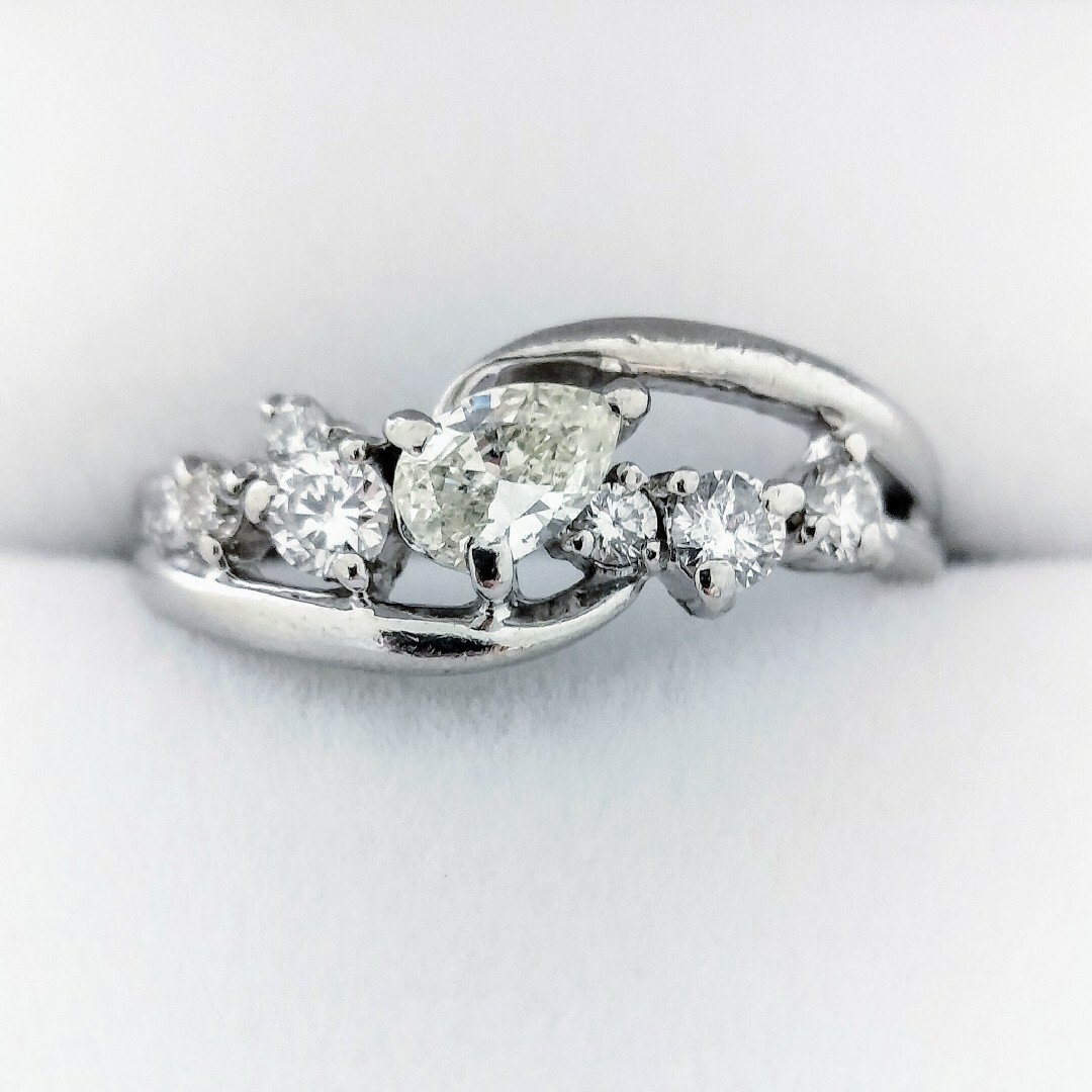 ペアシェイプカット ダイヤモンド リング Pt900 0.426ct 4.2g レディースのアクセサリー(リング(指輪))の商品写真