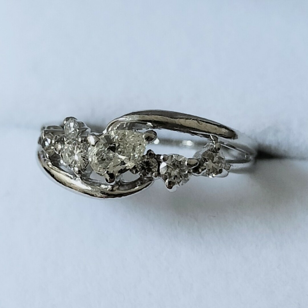 ペアシェイプカット ダイヤモンド リング Pt900 0.426ct 4.2g レディースのアクセサリー(リング(指輪))の商品写真