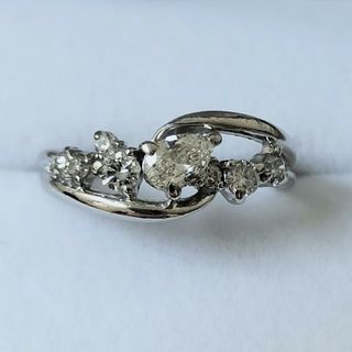 ペアシェイプカット ダイヤモンド リング Pt900 0.426ct 4.2g(リング(指輪))