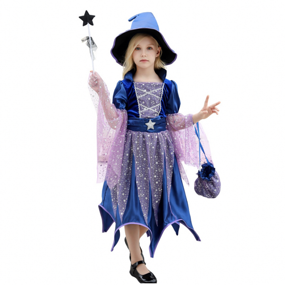 ハロウィン 衣装 子供用 魔法使い 子供服 魔女 コスプレ 3点セット 120