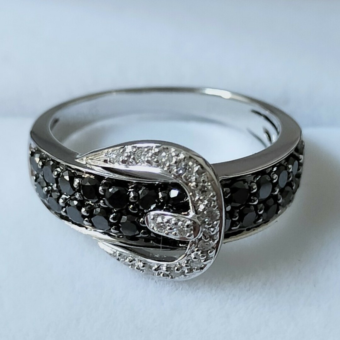 ブラックダイヤモンド ベルト リング K18WG 0.75ct 4.1g レディースのアクセサリー(リング(指輪))の商品写真