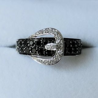 ブラックダイヤモンド ベルト リング K18WG 0.75ct 4.1g(リング(指輪))