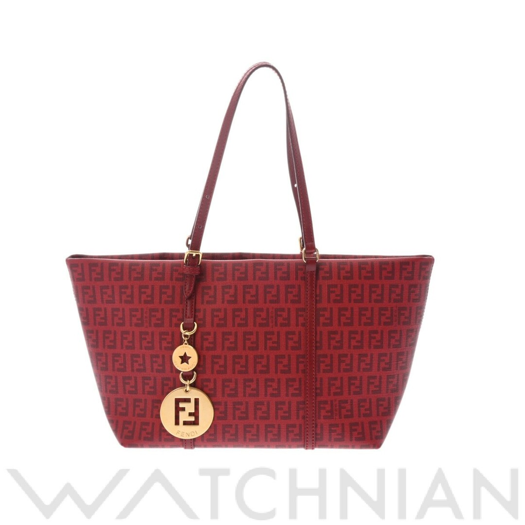 フェンディ FENDI 8BH214-FB5129 レディース トートバッグ ブラウン/レッド /ゴールド金具 キャンバス /レザー