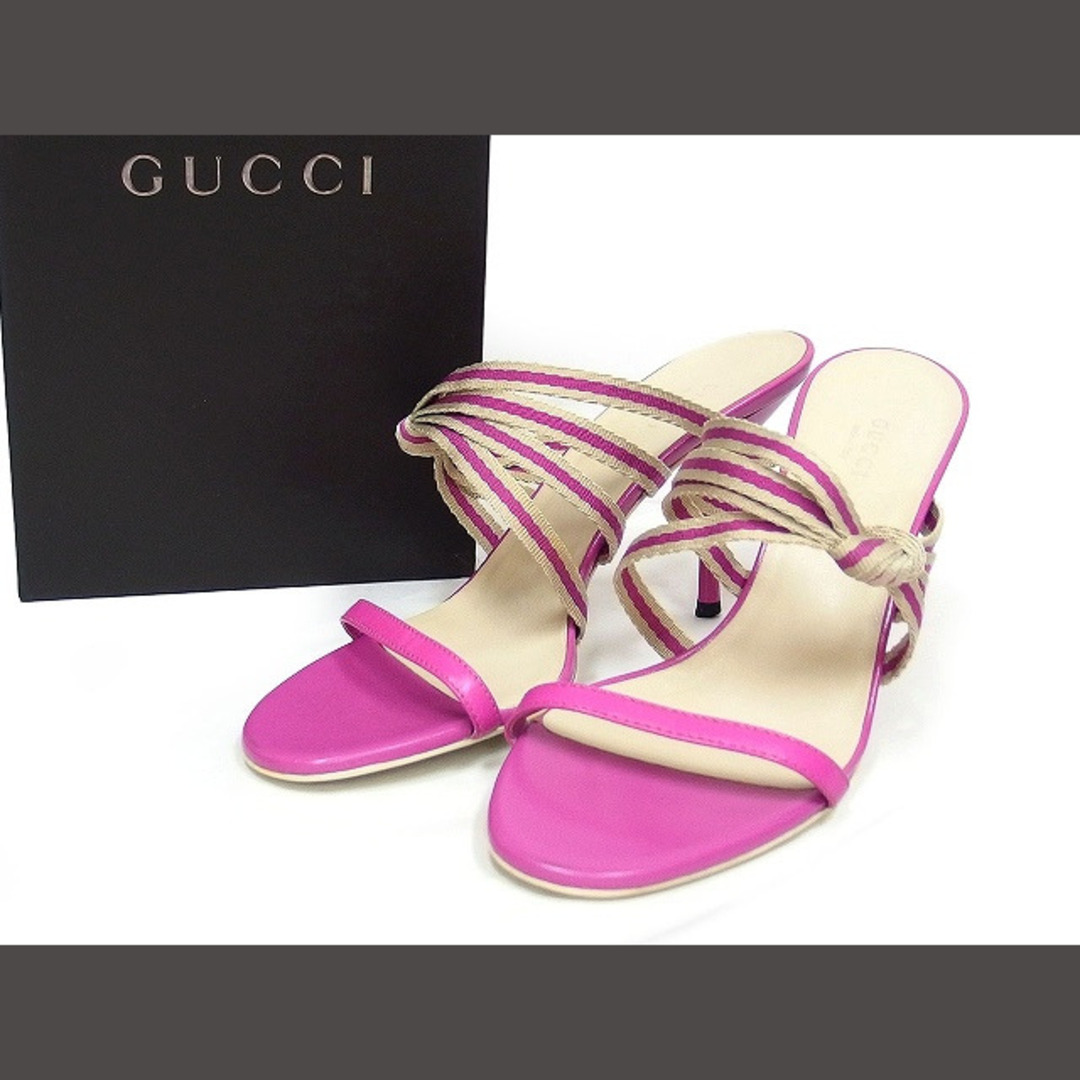 Gucci(グッチ)のグッチ サンダル ピンヒール シェリーライン リボン 8 ピンク ☆AA★ レディースの靴/シューズ(サンダル)の商品写真