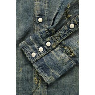 SAINT MICHAEL セントマイケル 23AW SM-A23-0000-015 DENIM SHIRT 加工 デニム 長袖シャツ インディゴ サイズL 正規品 / 32386