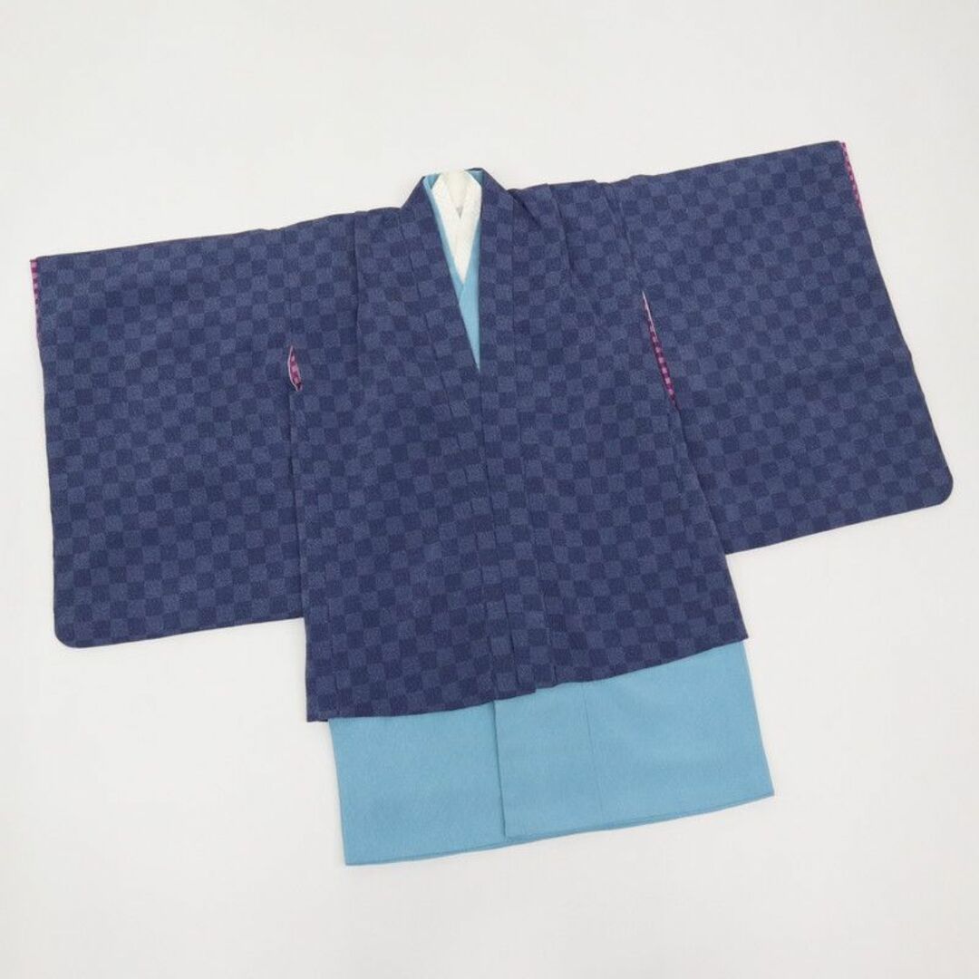 七五三　男の子5歳　羽織＋着物＋襦袢　3点　紺　ジャパンスタイル　9RA11