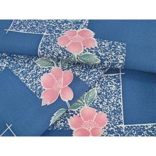 平和屋川間店■小紋　単衣　草花文　たたき染め　洗える着物　yyy2862(着物)