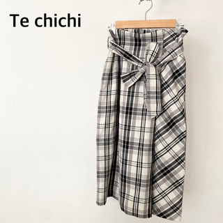 テチチ(Techichi)のTe chichi テチチ　チェック柄　膝丈　スカート　レーヨン35%(ひざ丈スカート)