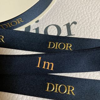 クリスチャンディオール(Christian Dior)のDior/2021✨クリスマス限定✨ネイビー&ゴールドロゴリボン【幅2㎝×1m】(ラッピング/包装)