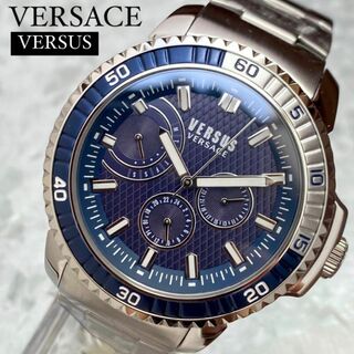 ヴェルサーチ(VERSACE)の【新品】腕時計 メンズ ヴェルサーチ クォーツ シルバー ブルー 人気ブランド(腕時計(アナログ))