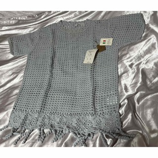 未使用保管品　手編みの半袖セーター(ニット/セーター)