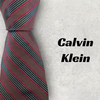 カルバンクライン(Calvin Klein)の【5094】美品！CalvinKlein　ネクタイ　レッド系　ストライプ(ネクタイ)