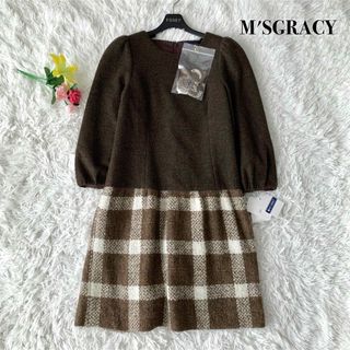 M'S GRACY エムズグレイシー 綿麻 チェック ワンピース ノースリーブ