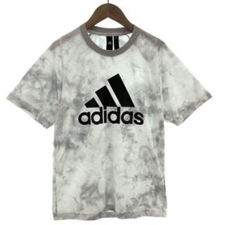 アディダス(adidas)のadidas Tシャツ 丸首 半袖 ロゴプリント マーブル柄 白 グレー 黒 S(その他)