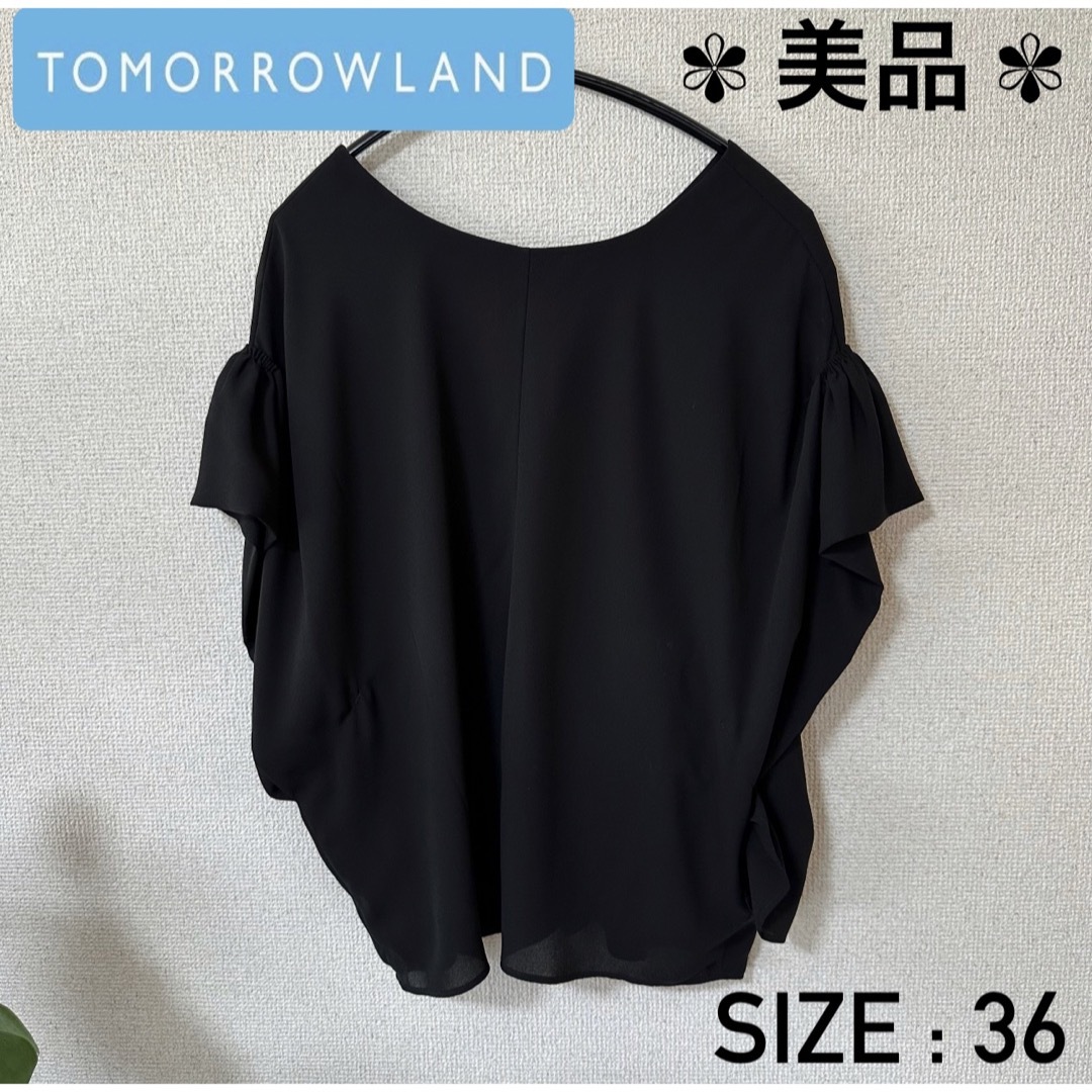 TOMORROWLAND(トゥモローランド)の※プロフ必読★美品★トゥモローランド フリル袖 カットソー　サイズ36(S) レディースのトップス(カットソー(半袖/袖なし))の商品写真