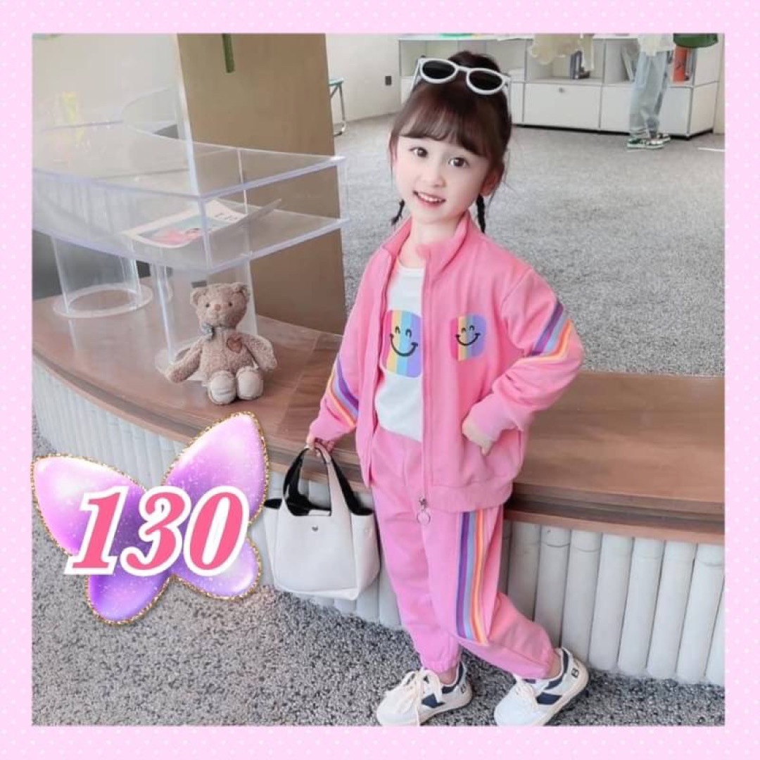 キッズ トレーナー ジャージー ニコちゃん セットアップ 130 ピンク キッズ/ベビー/マタニティのキッズ服女の子用(90cm~)(その他)の商品写真